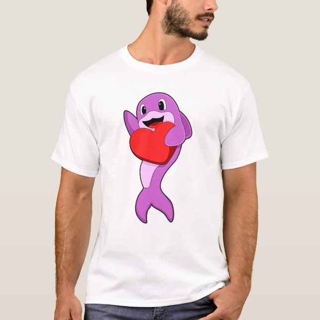 Dolphin mit Herz T-Shirt (Vorderseite)