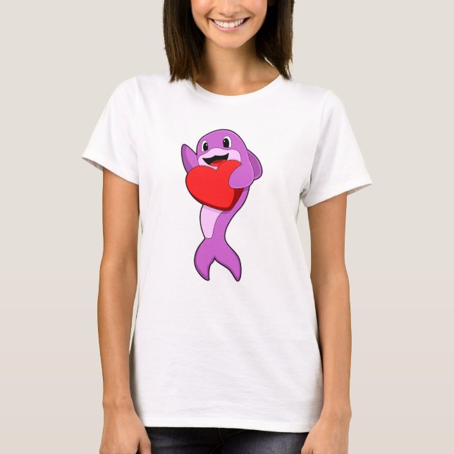 Dolphin mit Herz T-Shirt (Vorderseite)