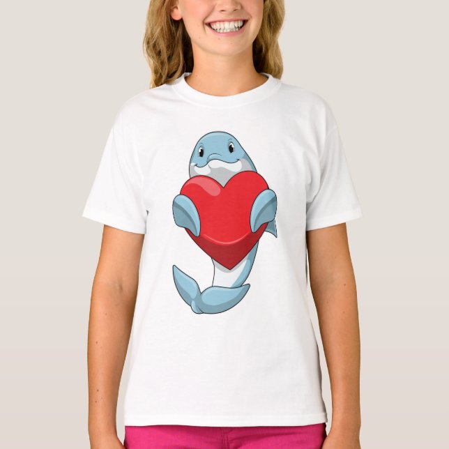 Dolphin mit Herz T-Shirt (Vorderseite)