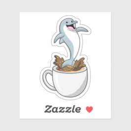 Dolphin mit Kaffee-Cup Aufkleber