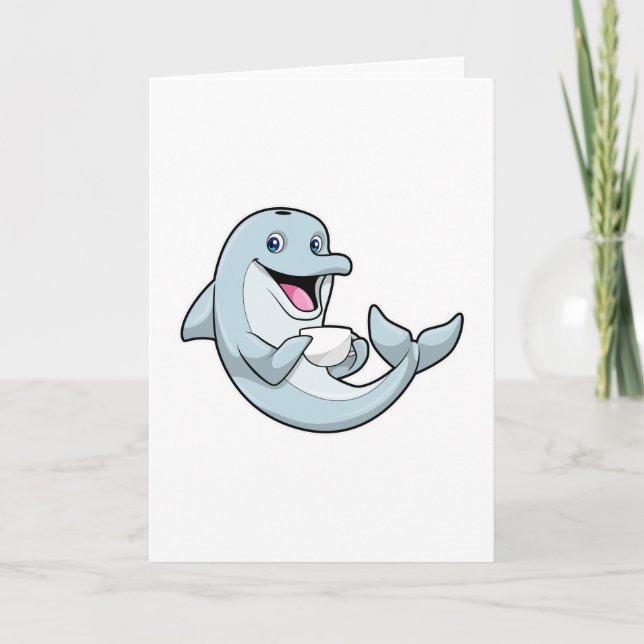 Dolphin mit Kaffee-Cup Karte (Vorderseite)