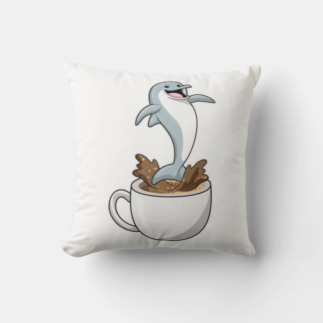 Dolphin mit Kaffee-Cup Kissen (Vorderseite)