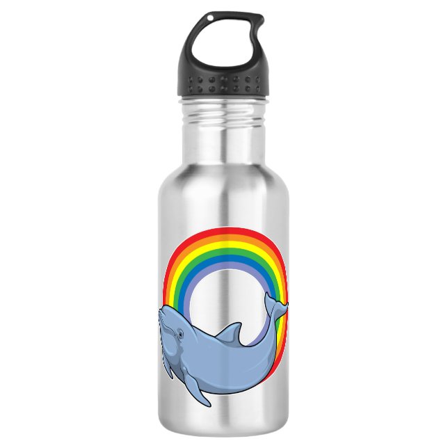 Dolphin mit Regenbogen Edelstahlflasche (Vorderseite)