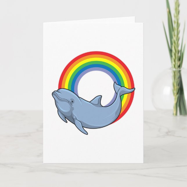 Dolphin mit Regenbogen Karte (Vorderseite)