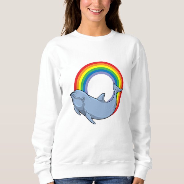 Dolphin mit Regenbogen Sweatshirt (Vorderseite)