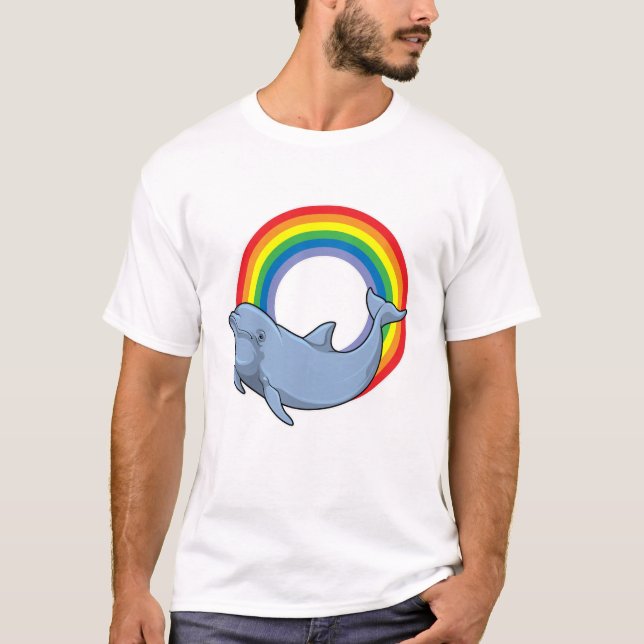Dolphin mit Regenbogen T-Shirt (Vorderseite)