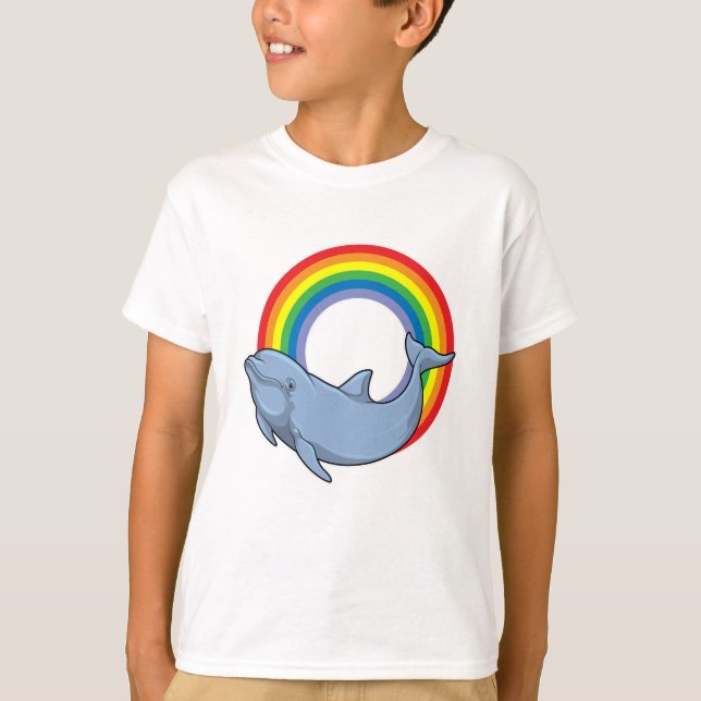 Dolphin mit Regenbogen T-Shirt (Vorderseite)
