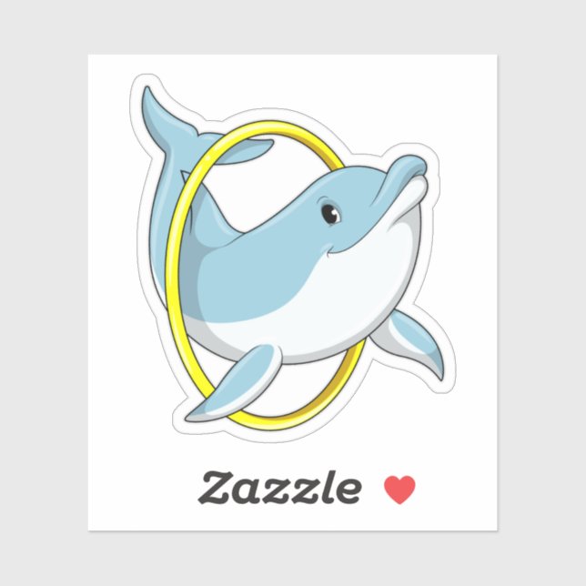 Dolphin mit Ring Aufkleber (Blatt)