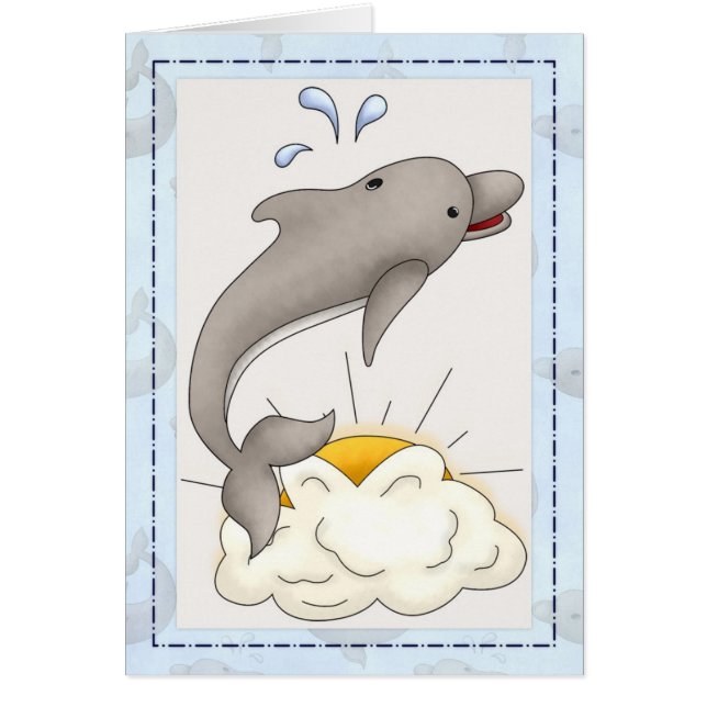 Dolphin mit Sun/Clouds Tiergrüßkarte d2 (Vorne)