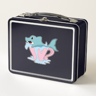 Dolphin mit Wasserball.PNG Metall Brotdose