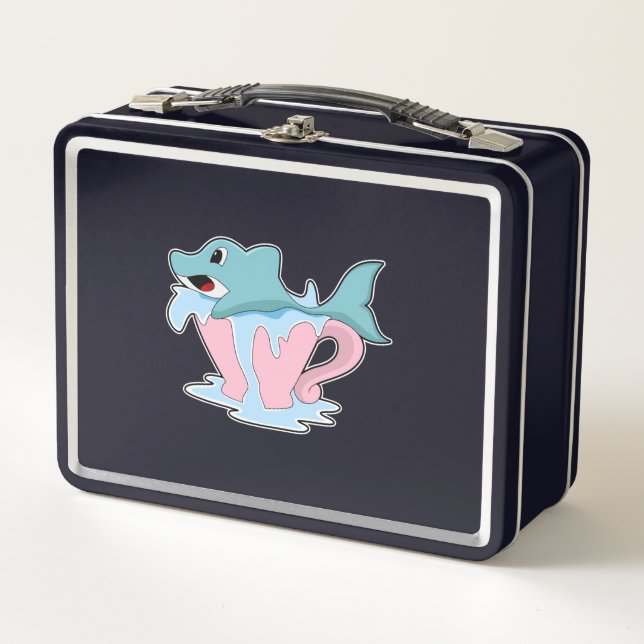 Dolphin mit Wasserball.PNG Metall Brotdose (Vorderseite)