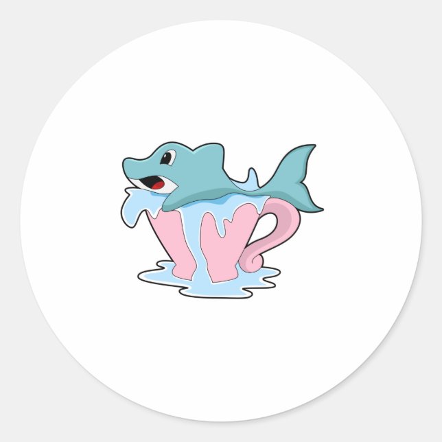 Dolphin mit Wasserball.PNG Runder Aufkleber (Vorderseite)