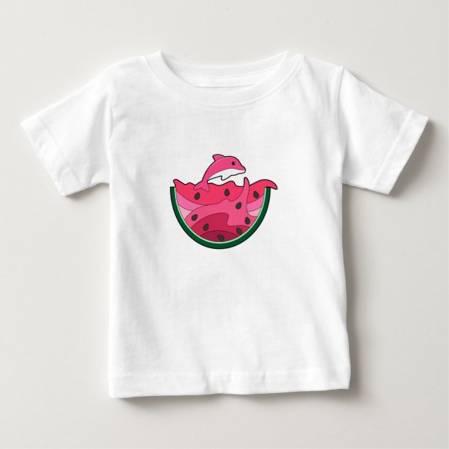 Dolphin mit Watermelon Baby T-shirt (Vorderseite)