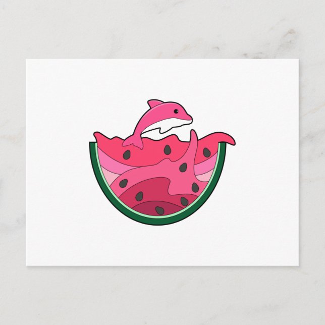 Dolphin mit Watermelon Postkarte (Vorderseite)