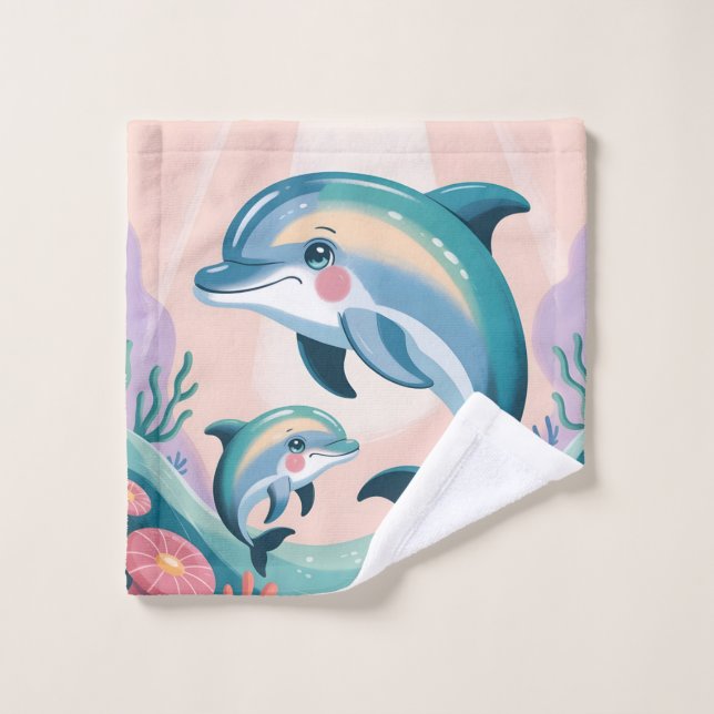 Dolphin Mom and Baby (Gant de toilette)