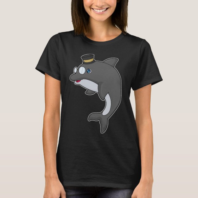 Dolphin Nerd Hat Glasses T-Shirt (Vorderseite)