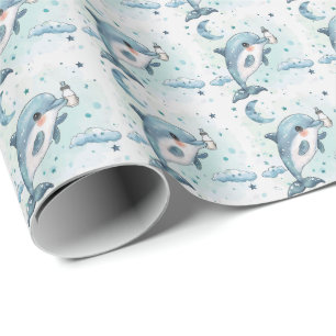Dolphin Niedlich Baby Pastell Wasserfarbmuster Geschenkpapier