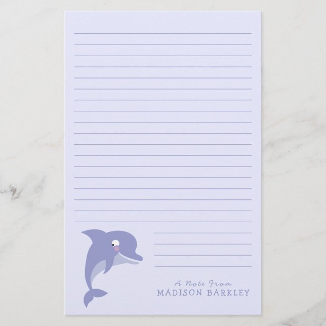 Dolphin Niedlich Kid's Briefpapier (Vorderseite)