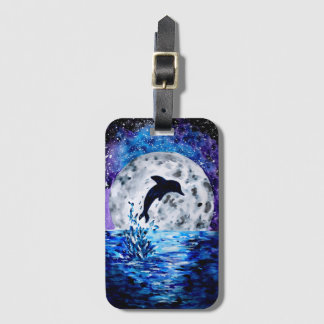 Dolphin Ocean and Moon Gepäckanhänger