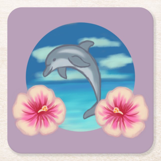 Dolphin Paradise Rechteckiger Pappuntersetzer (Vorderseite)
