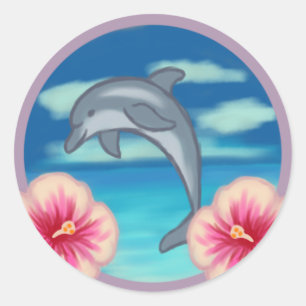 Dolphin Paradise Runder Aufkleber