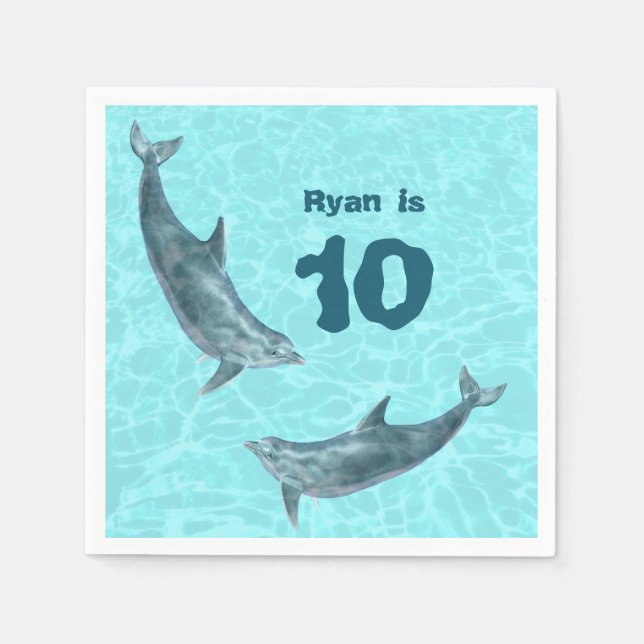 Dolphin Party Personalisiert Napkins Serviette (Vorderseite)