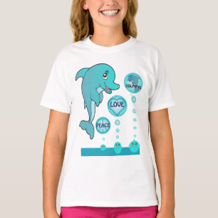 Dolphin Peace Liebe Delphine Kinder T - Shirt