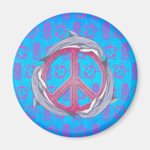Dolphin Peace Pink Magnet