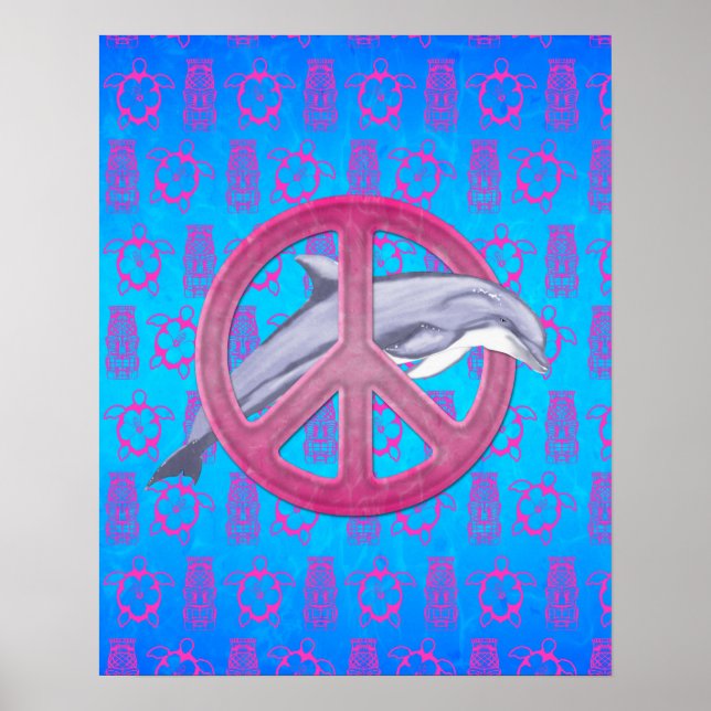 Dolphin Peace Pink Poster (Vorne)