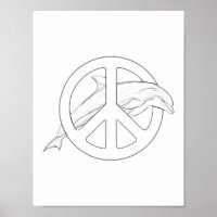 Dolphin Peace Sign Erwachsenenfarbenplakat