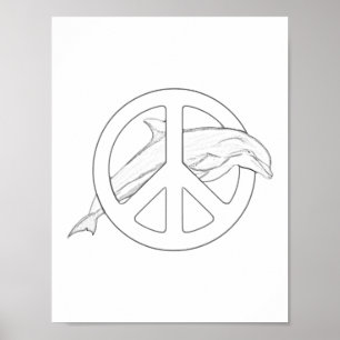 Dolphin Peace Sign Erwachsenenfarbenplakat Poster
