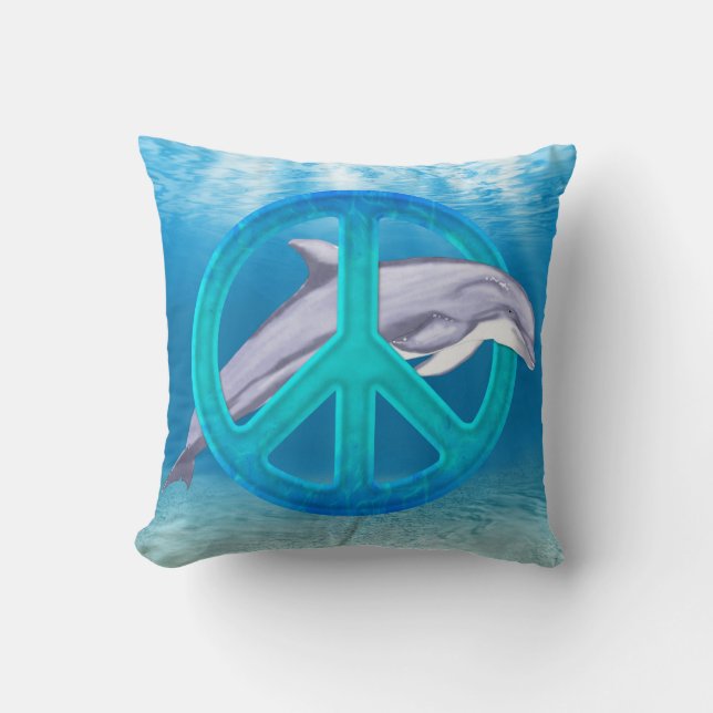 Dolphin Peace Symbol Kissen (Vorderseite)