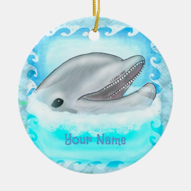 Dolphin Play nom personnalisé ornement (Devant)