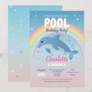 Dolphin Pool Party Birthday Beach Floor Ocean Einladung