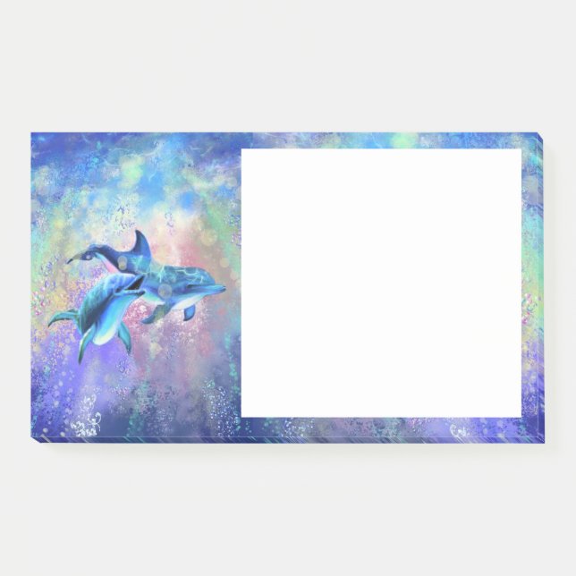 Dolphin Post it Notes Delphine Couple Sticky Notes Post-it Klebezettel (Vorderseite)