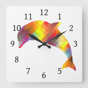 Dolphin Print 7 Quadratische Wanduhr