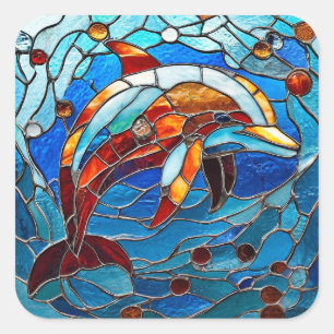 Dolphin Quadratischer Aufkleber
