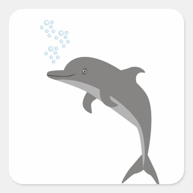 Dolphin Quadratischer Aufkleber (Vorderseite)