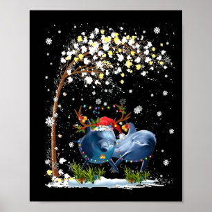 Dolphin Reindeer Hat Weihnachtsbaum Funny Xm Poster
