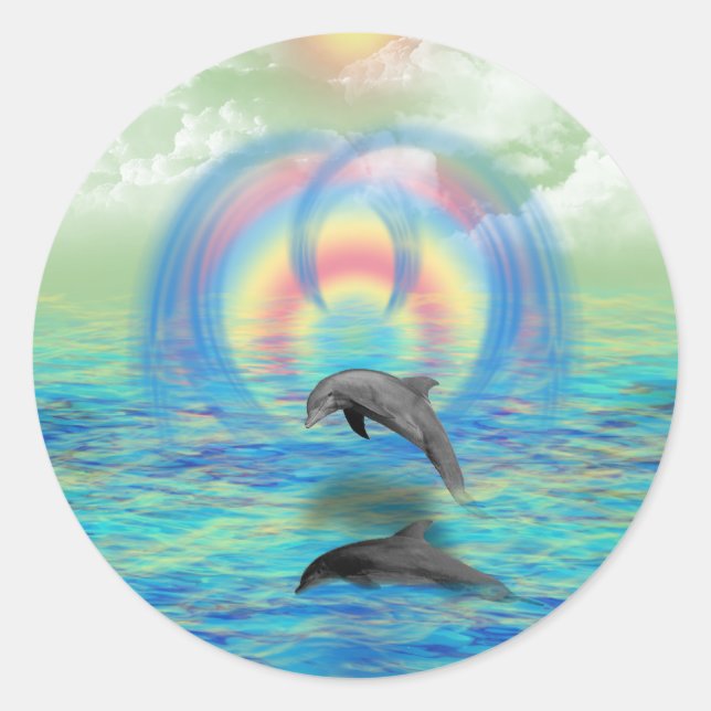Dolphin Rising Runder Aufkleber (Vorderseite)