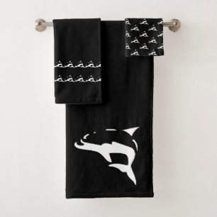 Dolphin Schwarz-weiß Badhandtuch Set
