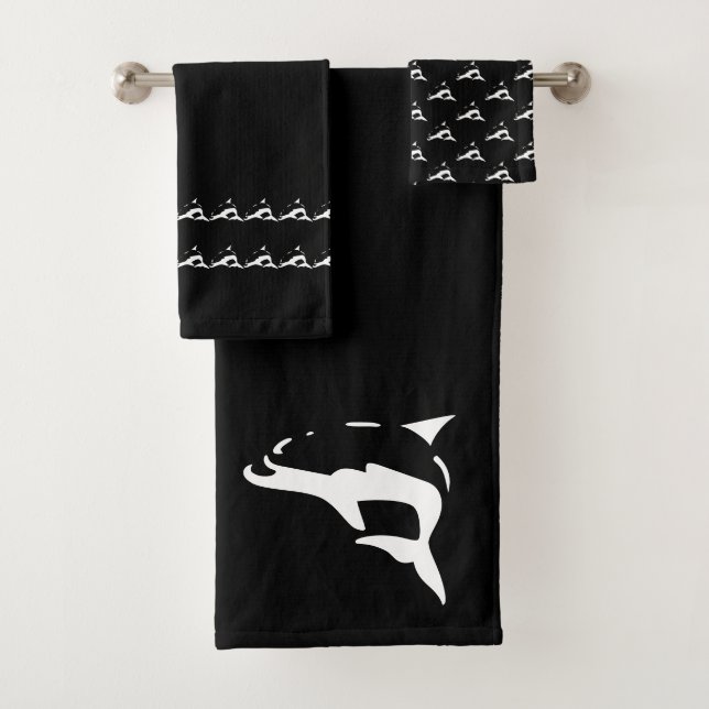 Dolphin Schwarz-weiß Badhandtuch Set (Insitu)