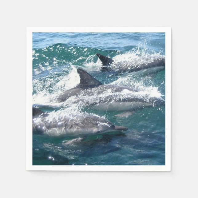 Dolphin Schwimmen im Blauen Meer Serviette (Vorderseite)