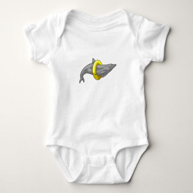 Dolphin Schwimmen Lifebuoy Baby Strampler (Vorderseite)