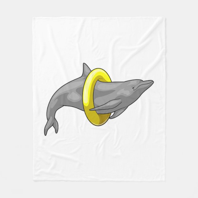 Dolphin Schwimmen Lifebuoy Fleecedecke (Vorderseite)