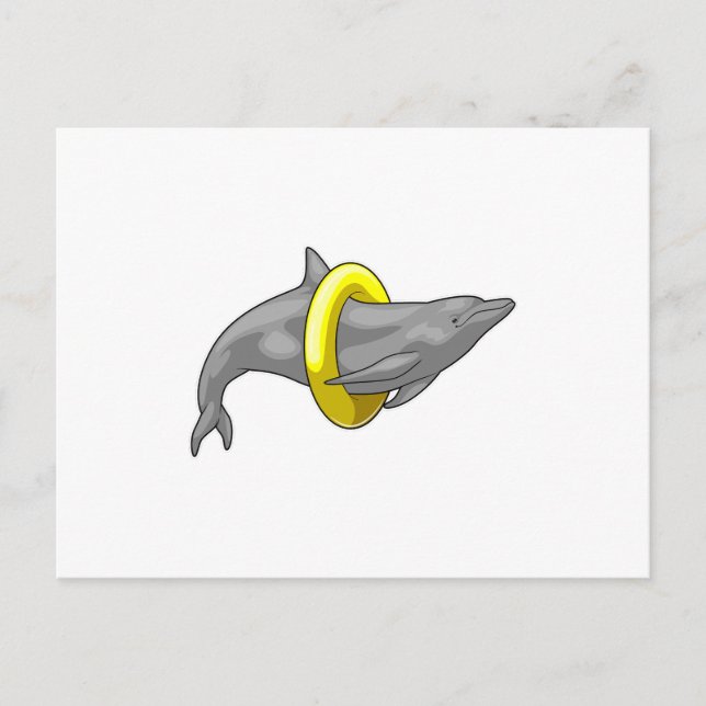 Dolphin Schwimmen Lifebuoy Postkarte (Vorderseite)