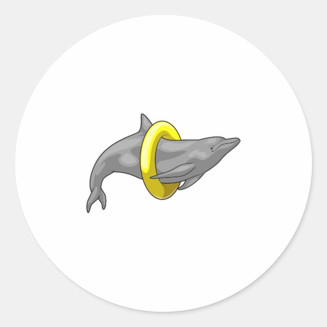 Dolphin Schwimmen Lifebuoy Runder Aufkleber (Vorderseite)