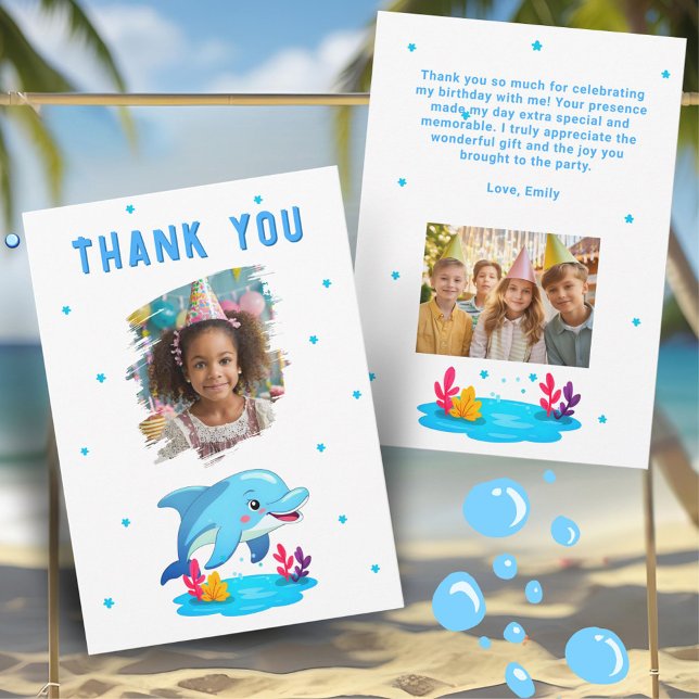Dolphin Sea Animals Birthday 2 Photo  Dankeskarte (Von Creator hochgeladen)