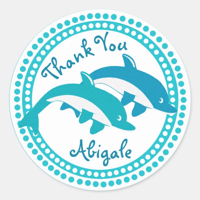Dolphin Sea Life Vielen Dank Runder Aufkleber (Vorderseite)