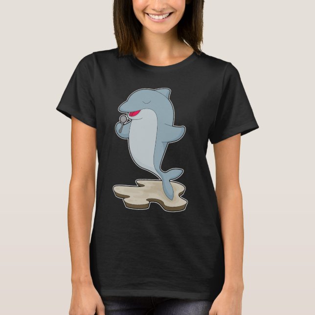 Dolphin Singer Microphone Music T-Shirt (Vorderseite)